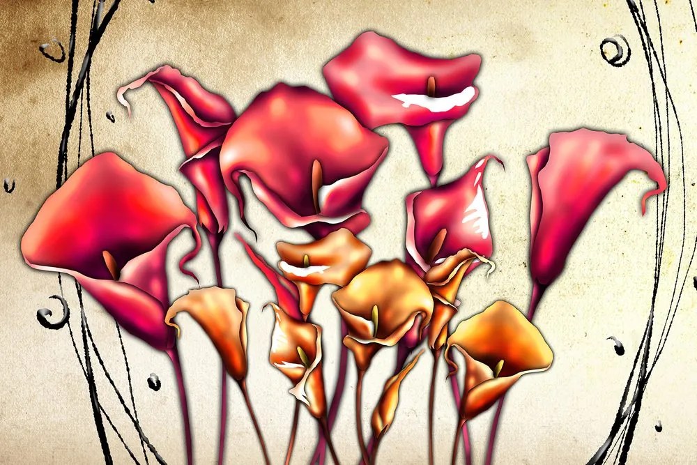 Quadro su tela – Fiori rossi di calla