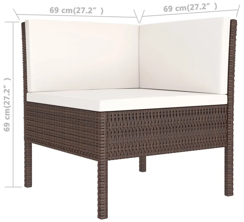 Set Divani da Giardino 9 pz con Cuscini in Polyrattan Marrone