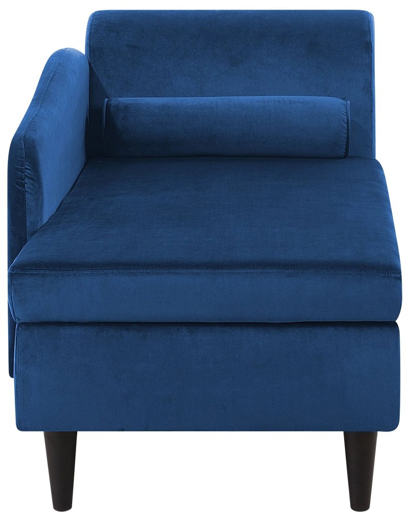 Chaise longue velluto blu marino e legno scuro destra LUIRO Beliani