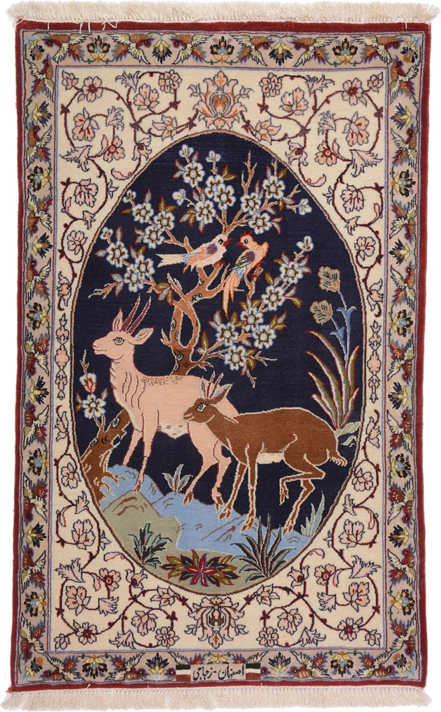 Isfahan Tappeto 70 x 110 (Iran) Annodato A Mano