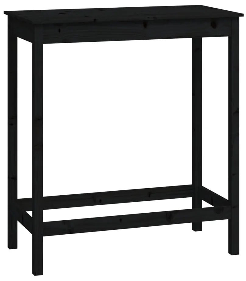 Tavolo da bar nero 100x50x110 cm in legno massello di pino