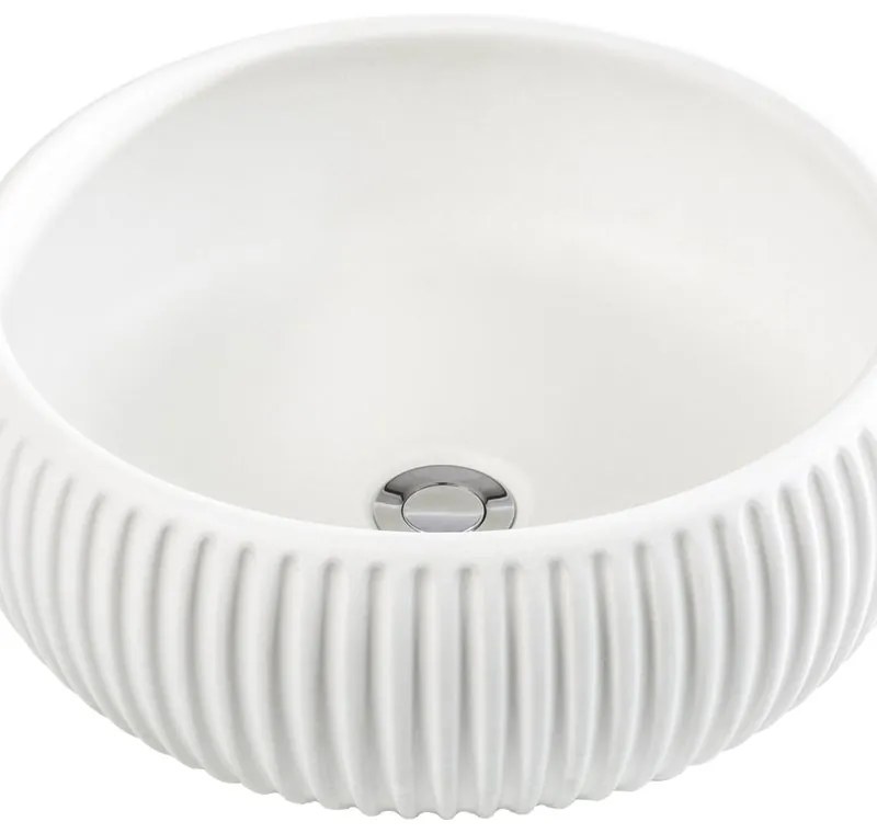 Lavabo da appoggio Lavandino color bianco sporco  CIPI tondo piletta non inclusa in cemento bianco opaco piletta non inclusa