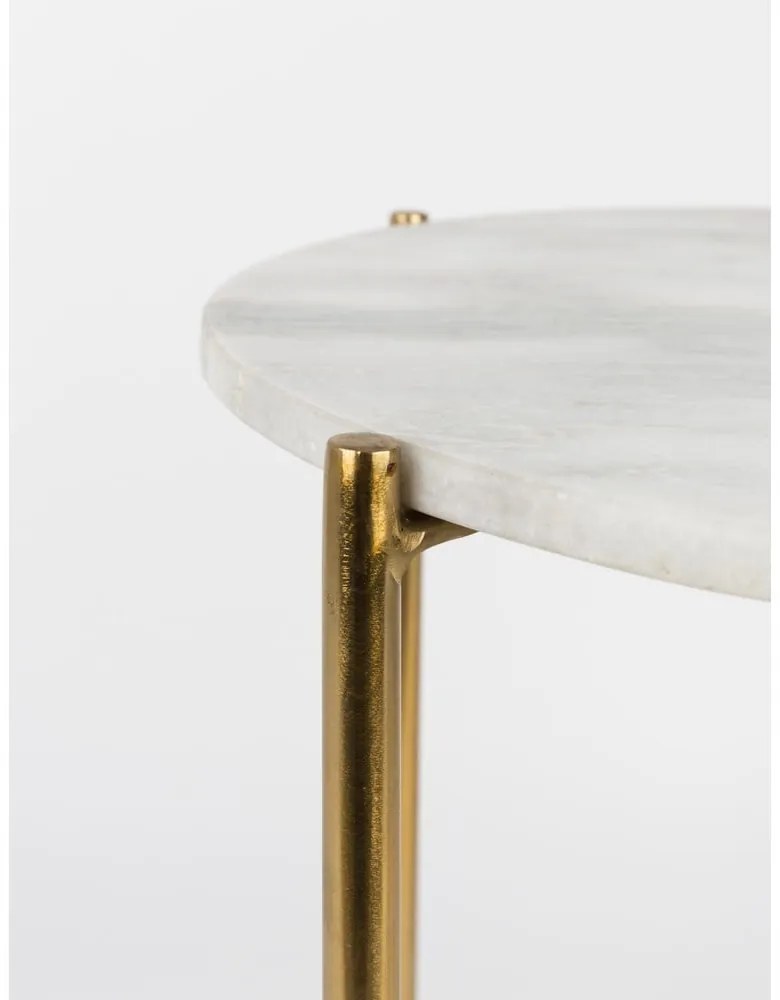 Tavolino bianco con piano in marmo Timpa - White Label