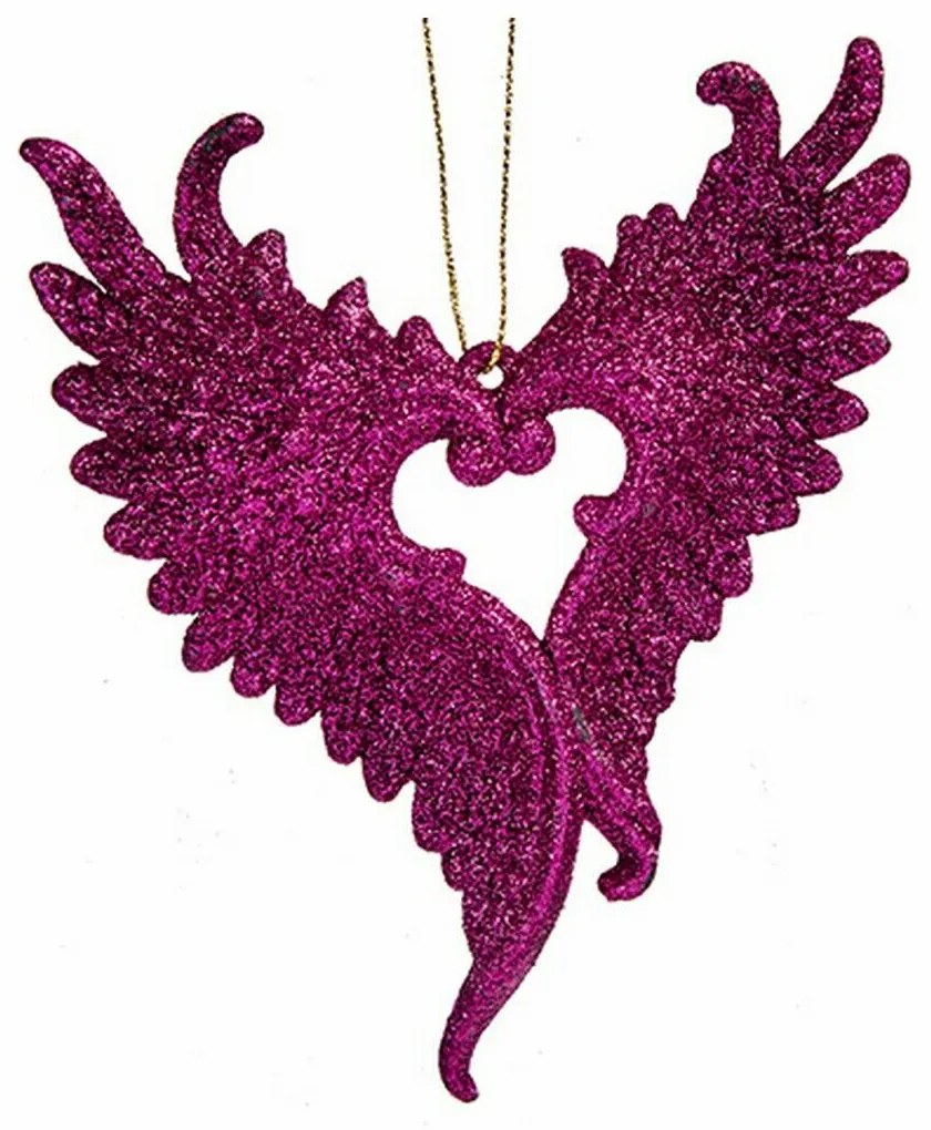 Decorazione Natalizia Ali d'Angelo Fucsia Plastica Porporina 12 x 13 x 2,5 cm (24 Unità)