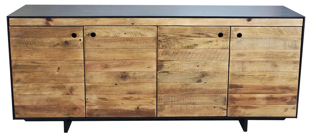 PINUS BLACK - madia 4 ante in pino riciclato