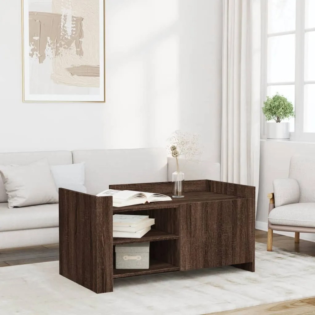 Tavolino Salotto Rovere Marrone 100x50x50 Cm Legno Multistrato /