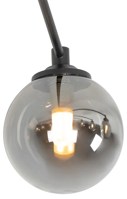 Plafoniera moderna nera 8 luci vetro fumé - ATHENAS