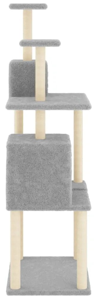 Albero per gatti con tiragraffi in sisal grigio chiaro 167 cm