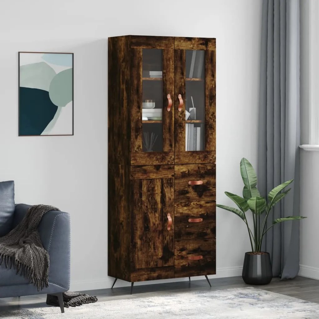Credenza Rovere Fumo 69,5x34x180 Cm İn Legno Multistrato /