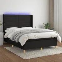 Letto a Molle con Materasso e LED Nero 140x200 cm in Tessuto 3138959