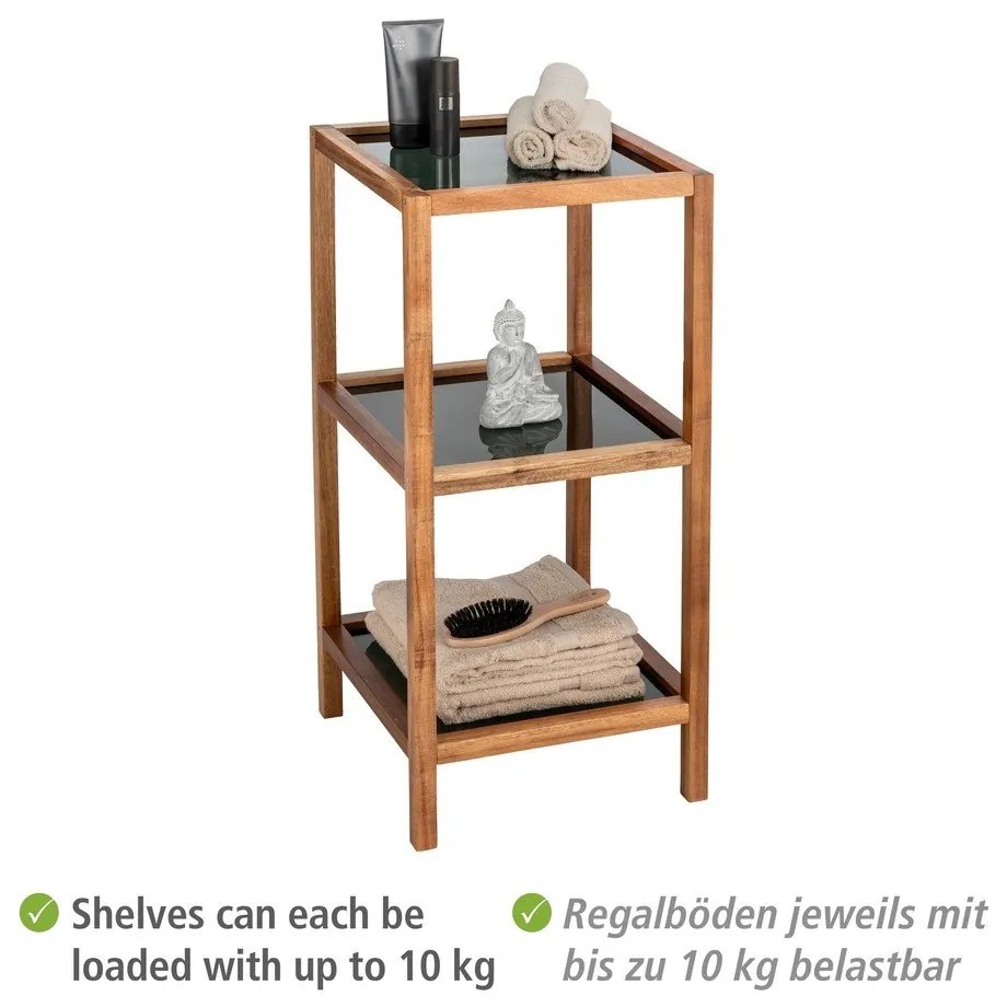 Mensola da bagno in vetro di colore nero-naturale 36x79 cm Fondi - Wenko