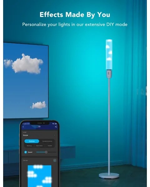 Govee - Lampada da terra dimmerabile a LED CYLINDER SMART RGBICWW 2200-6500K