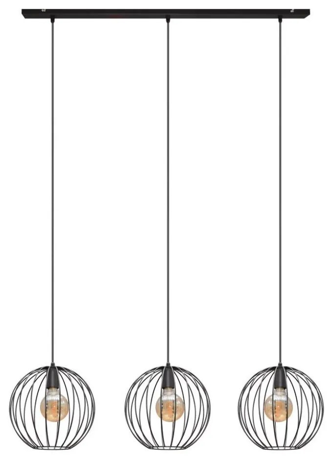 Lampadario a sospensione con filo MERCURE 3xE27/15W/230V nero