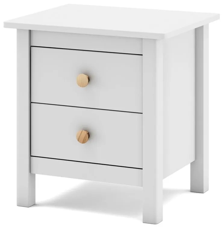 Comodino bianco per bambini in legno di pino Max - Marckeric