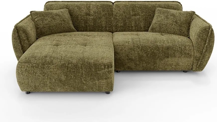 Divano angolare verde (con penisola a sinistra/con chaise lounge) con rivestimento in ciniglia Nelia – Ropez