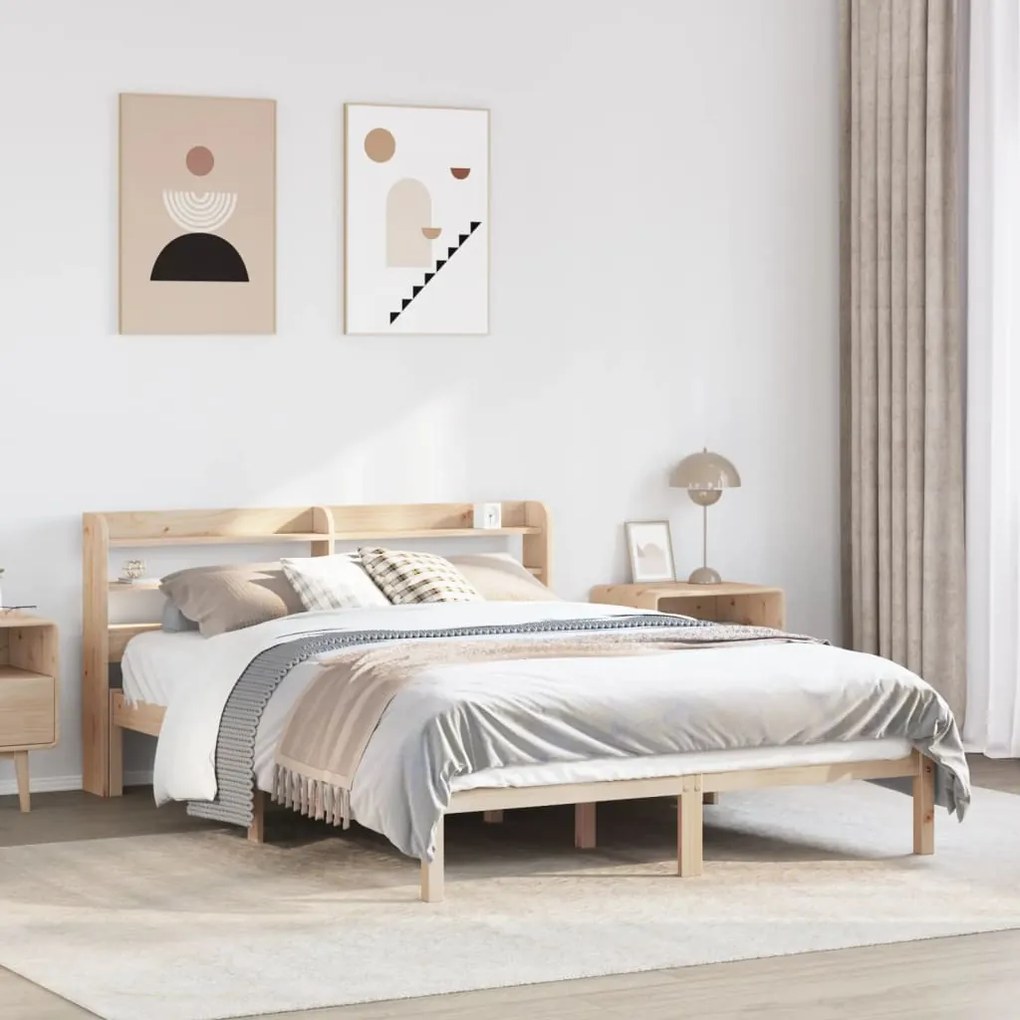 Letto Senza Materasso 160x200 Cm İn Legno Massello Di Pino /