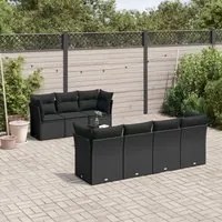 Set Divani da Giardino con Cuscini 8 pz Nero in Polyrattan 3249114