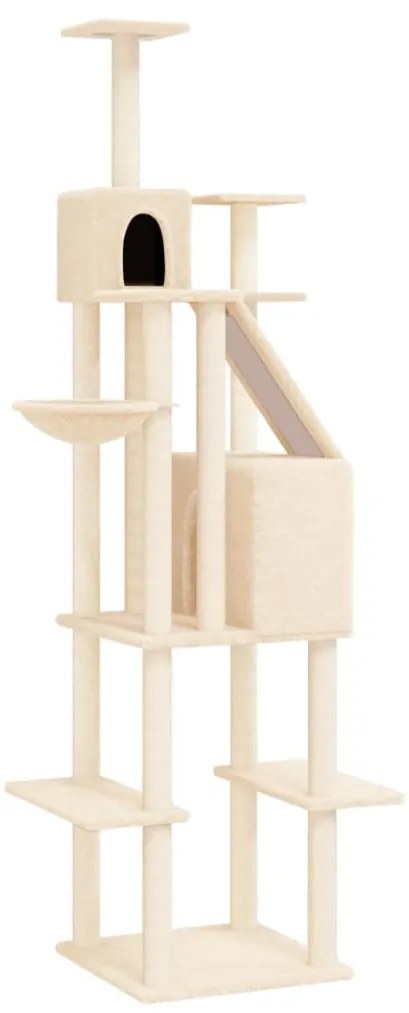 Albero per gatti con tiragraffi in sisal crema 201 cm