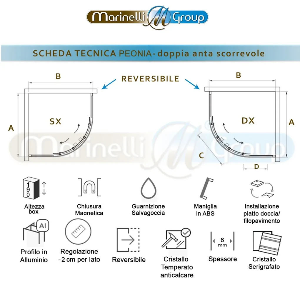 Box Doccia Semicircolare Ante Scorrevoli ICON