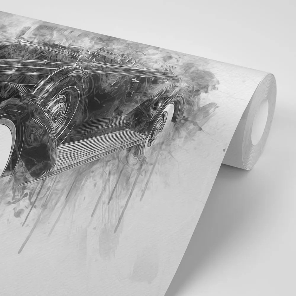 Carta da parati autoadesiva – Auto d'epoca in bianco e nero