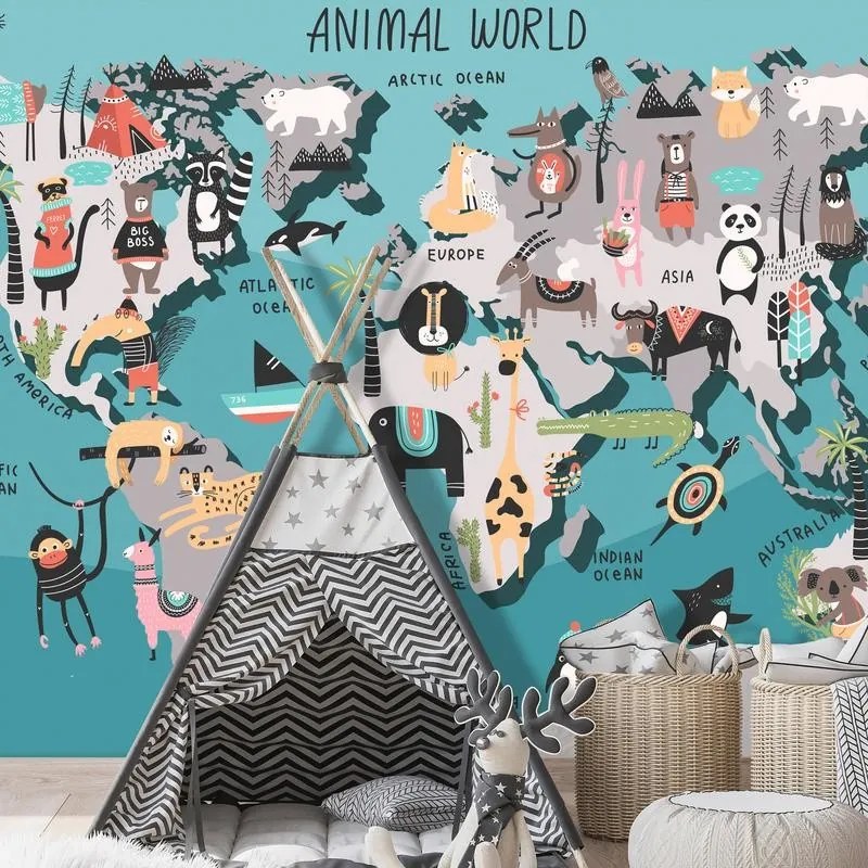 Fotomurale  Animal Map  Larghezza x Altezza Home decor 200x140