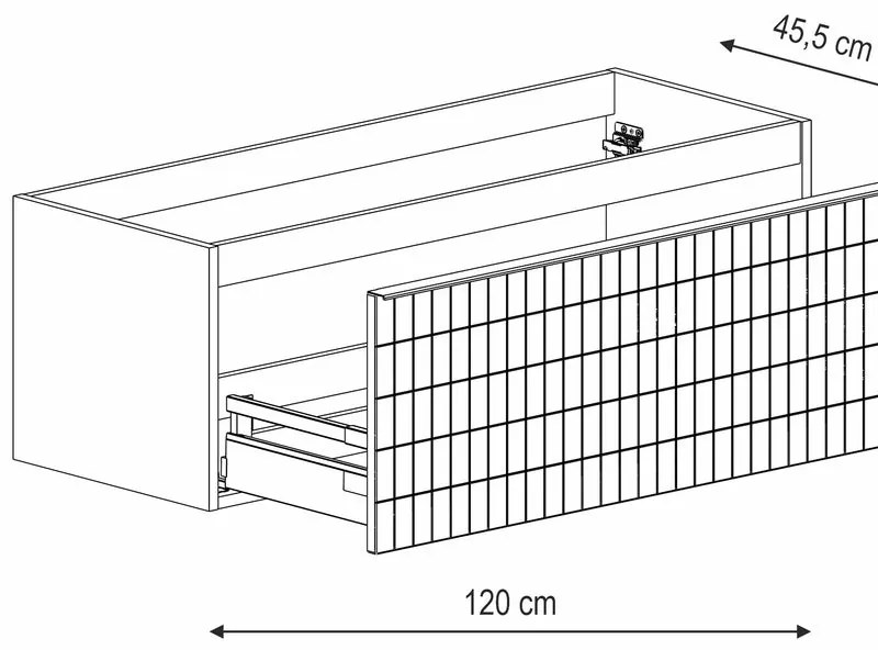 Mobile da bagno sotto lavabo Pixel grid laccato opaco indaco e maniglia alluminio nero laccato opaco L 120 x H 40 x P 45.5 cm 1 cassetto, lavabo non incluso