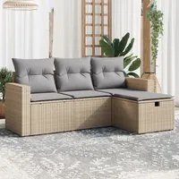 Set Divano da Giardino 4 pz con Cuscini Beige Misto Polyrattan 3263445