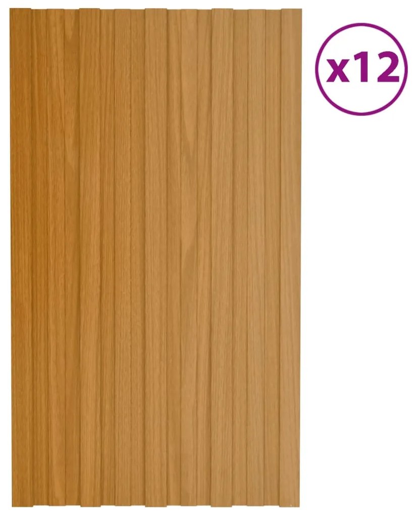 Pannelli Da Tetto 12 Pz İn Acciaio Zincato Naturale 80x45 Cm /