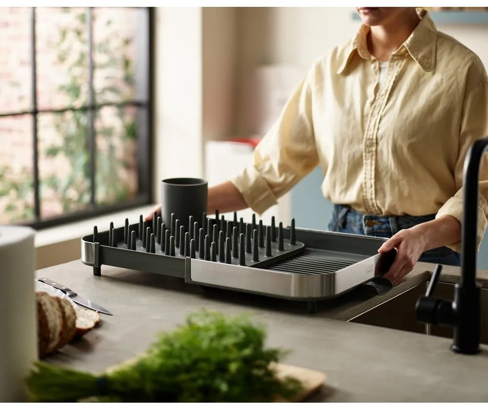 Scolapiatti regolabile grigio in acciaio inox 35x39 cm Duo - Joseph Joseph