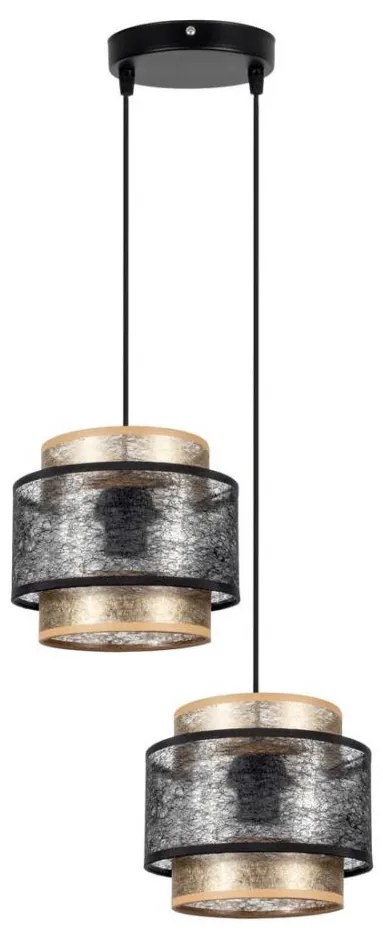 Lampadario a sospensione con filo GABI 2xE27/60W/230V oro/nero diametro 30 cm