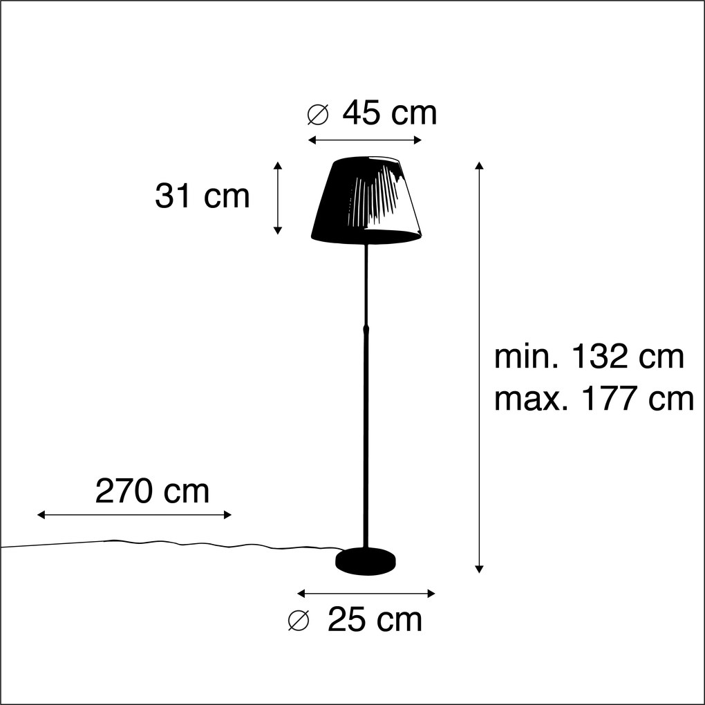 Lampada da terra nera con paralume plissettato crema 45 cm regolabile - Parte