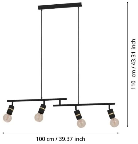 Eglo 900177 - Lampadario a sospensione con filo LURONE 4xE27/10W/230V