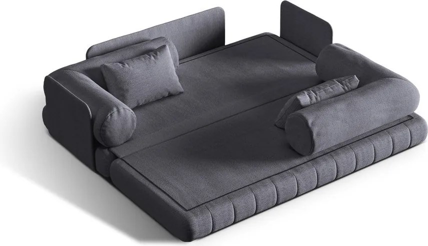 Divano grigio scuro allungabile con rivestimento in bouclé 206 cm Kemi – Cosmopolitan Design