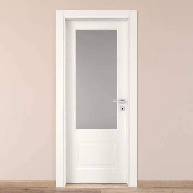 Porta battente Shibuya Vetro bianco L 60 x H 210 cm sinistra