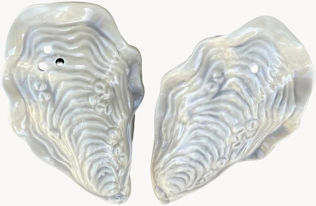 Set di 2 saliera e pepiera fatte a mano a forma di ostrica Napoli