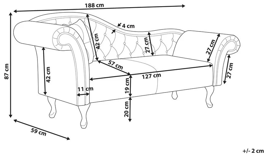 Chaise longue per lato sinistro in velluto rosa LATTES Beliani