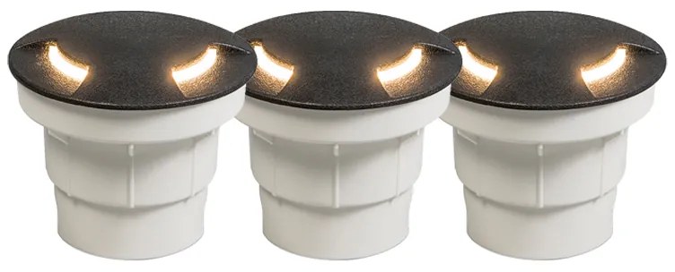 Set di 3 faretti da terra per esterni neri con LED IP67 - Ceci 2
