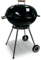 Barbecue in acciaio griglia 56 cm nero con ruote e coperchio Fredi