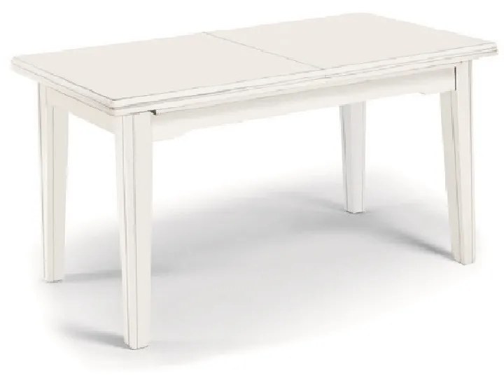 Tavolo allungabile in legno massello bianco opaco 180x85 cm