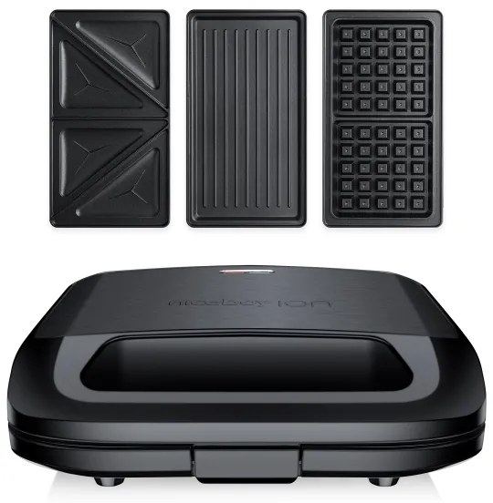 Niceboy ION Snacker S3 - Macchina per i panini 3in1 750W/230V acciaio inossidabile/nero