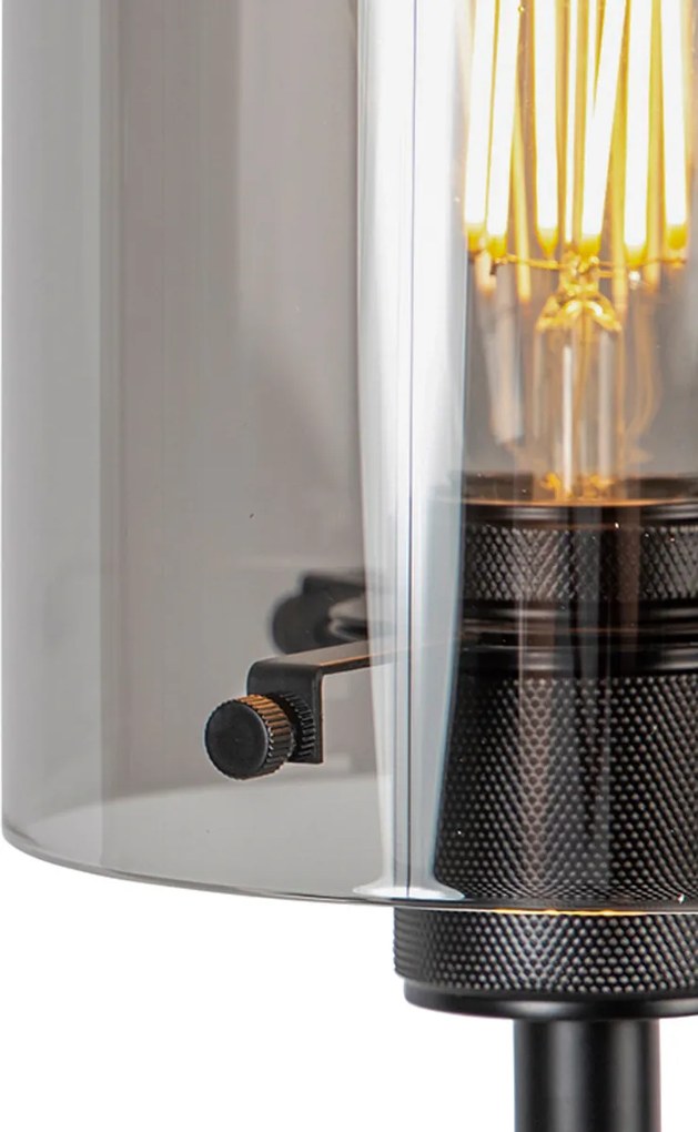 Lampada da terra di design nera con vetro fumé - Dome