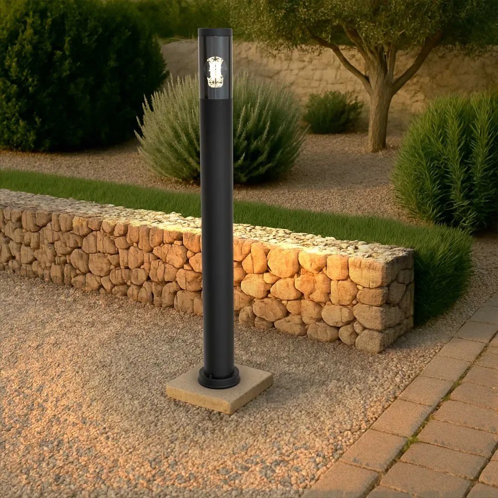 Paletto da Giardino Nero 100cm DarkLight, Acciaio INOX, base E27 Colore Nero