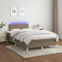 Letto a Molle con Materasso e LED Tortora 120x200cm in Tessuto cod mxl 54393