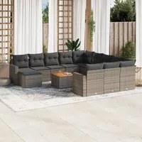 Set Divani da Giardino 13 pz con Cuscini Grigio in Polyrattan 3256760