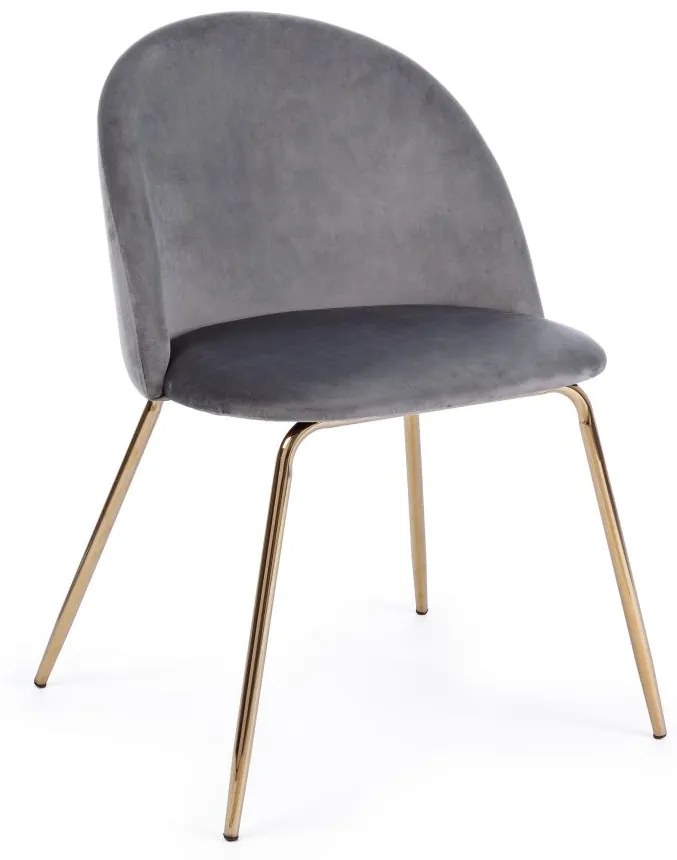 Set di 4 sedie TANYA in velluto grigio e base oro