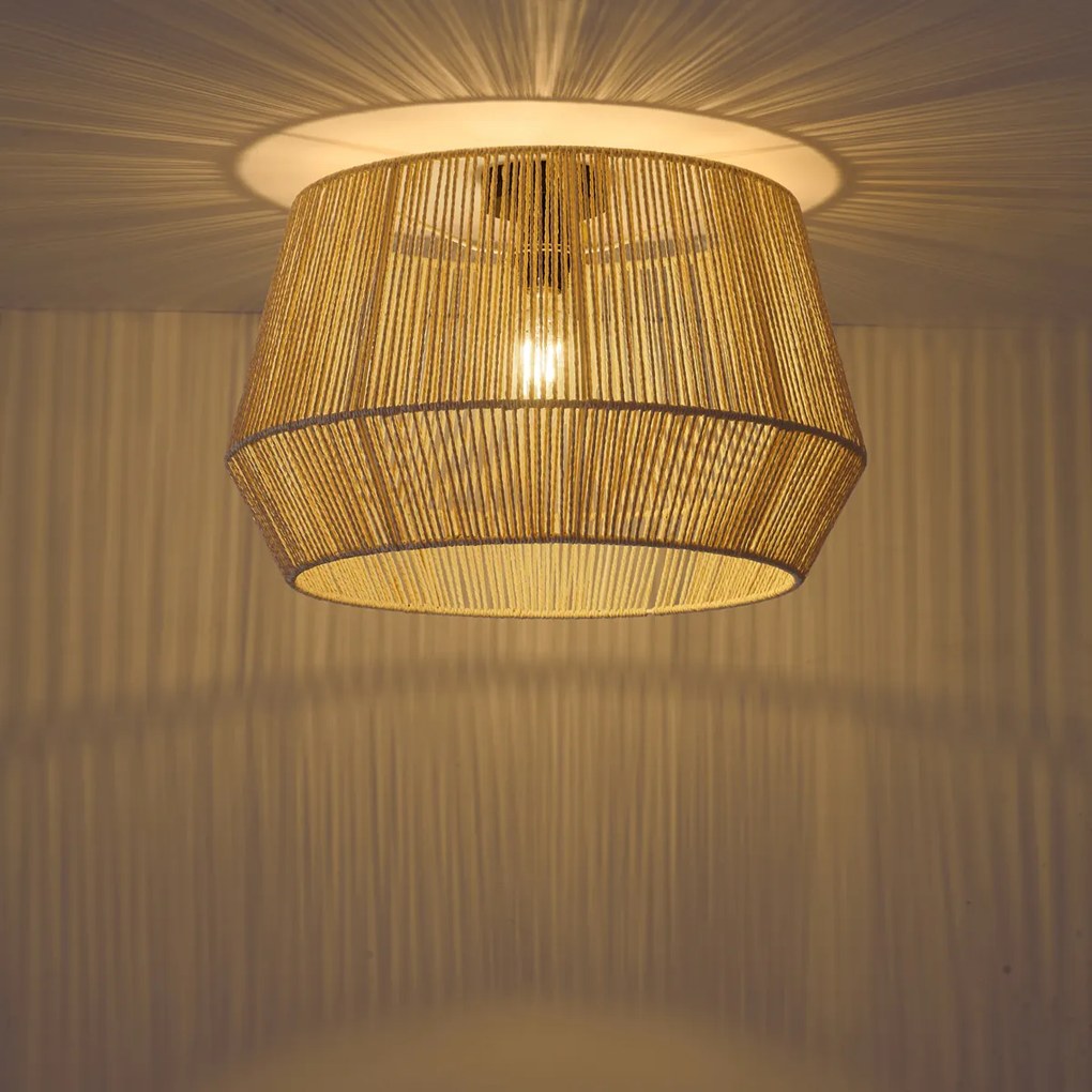 Plafondlamp zwart met beige papieren kap 50/50/30 - Combi