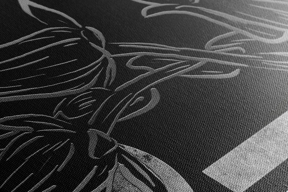 Quadro su tela – Fiori etnici in bianco e nero