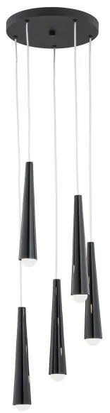 Argon 2103 - Lampadario su filo HOLLYWOOD 5xE14/7W/230V nero