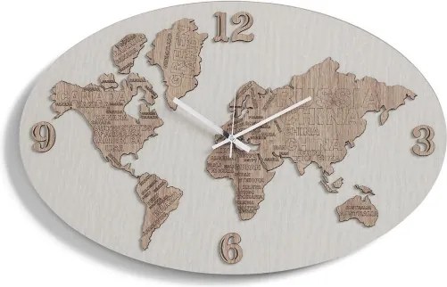 Orologio da parete 70x45 cm PLANISFERO in legno laminato TTE