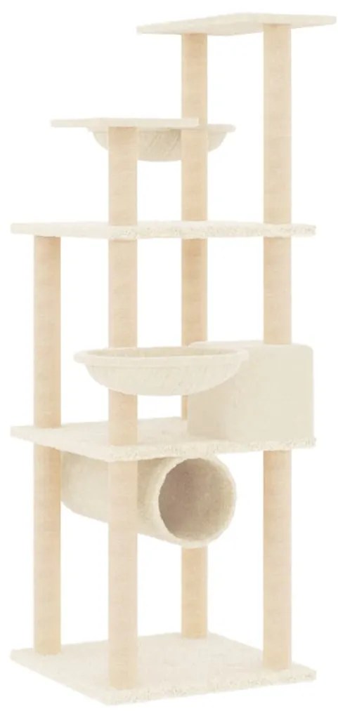 Albero per gatti con tiragraffi in sisal crema 141 cm
